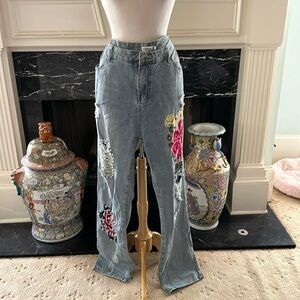 NWT “Ursime” embroidered, rhinestones, pearls, decorative rips.